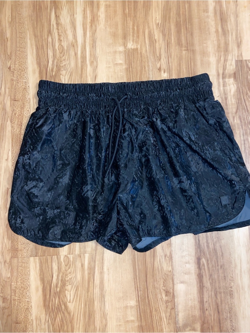 Nuuds Black Retro Track Shorts Size XL EUC Crinkle Nylon Activewear